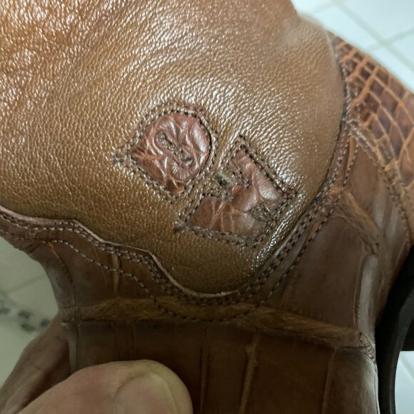 BROWN Monogrammed CUSTOM hand-crafted ALLIGATOR BOOTS 12 EE main image 15